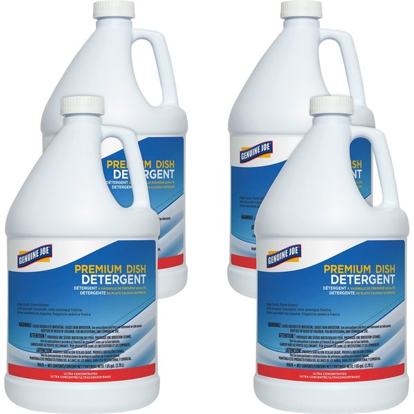 Genuine Joe Dish Detergent, Concentrated, 1 Gallon, , Blue, PK 4 GJO99678CT